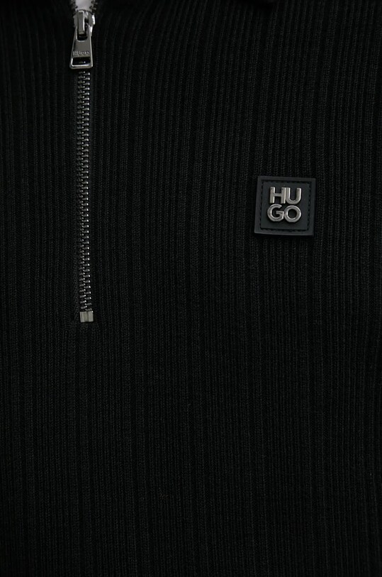Sveter s prímesou vlny HUGO 50524556 čierna