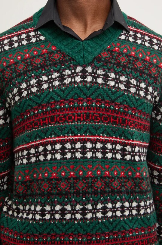 Вовняний светр HUGO 50524563 зелений