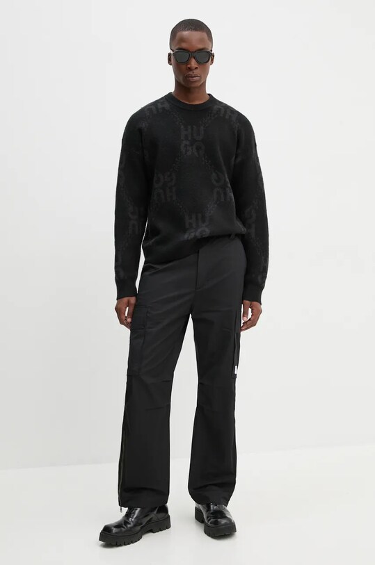 Пуловер с вълна HUGO 50524564 черен AW24
