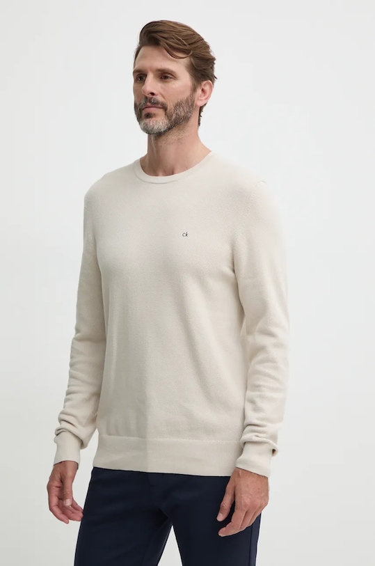 Sveter Calvin Klein okrúhly béžová K10K113410