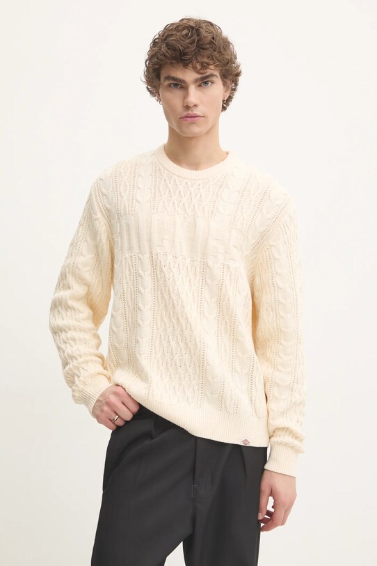 Sveter Dickies SCRIPT CABLE okrúhly béžová DK0A8647