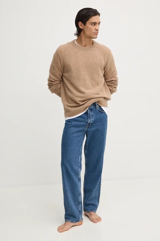 Calvin Klein sweter wełniany K10K113388 brązowy AW24
