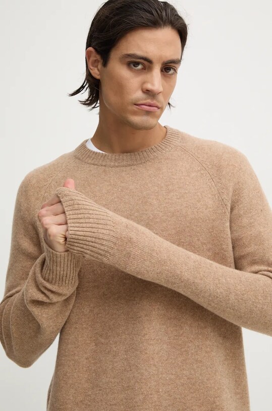Calvin Klein sweter wełniany brązowy K10K113388