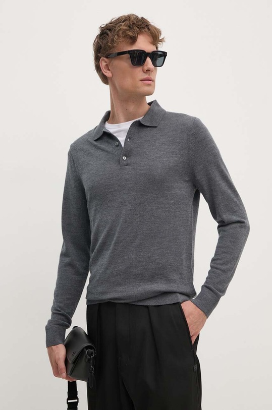 Calvin Klein sweter wełniany wełna szary K10K113418
