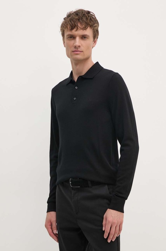 Calvin Klein sweter wełniany wełna czarny K10K113418