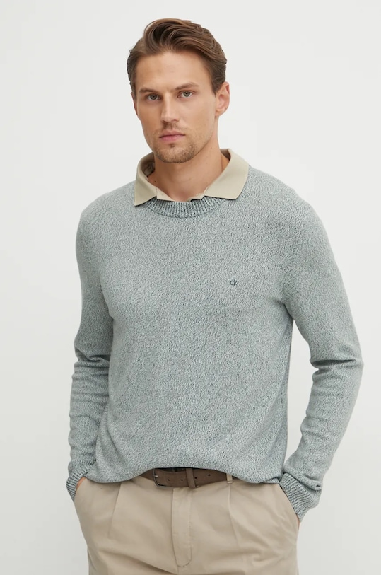 Βαμβακερό πουλόβερ Calvin Klein βαμβάκι πράσινο K10K113419