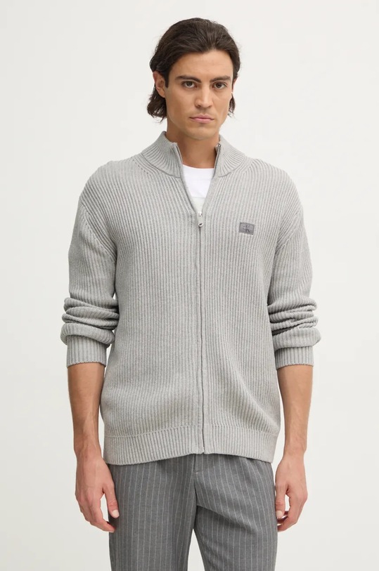 Памучна жилетка Calvin Klein Jeans памук сив J30J326197