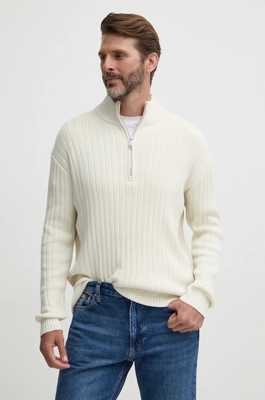 Calvin Klein Jeans pulover fixat bej J30J326199