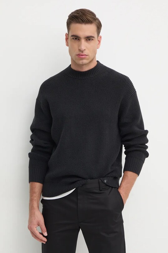 Хлопковый свитер Calvin Klein Jeans хлопок чёрный J30J326200