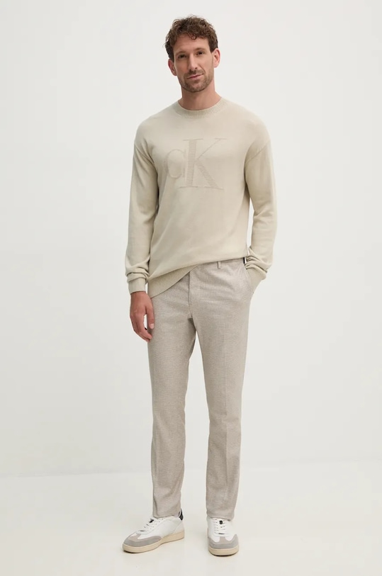 Calvin Klein Jeans sweter z domieszką wełny J30J326453 beżowy AW24