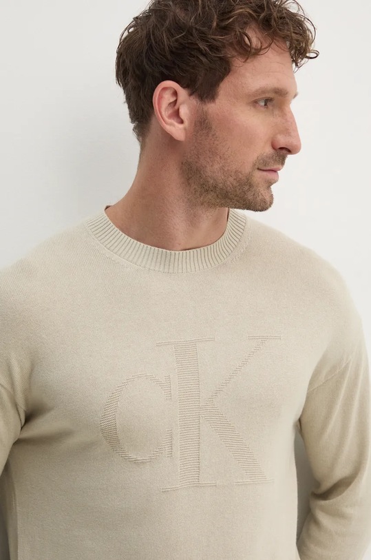 Calvin Klein Jeans sweter z domieszką wełny beżowy J30J326453