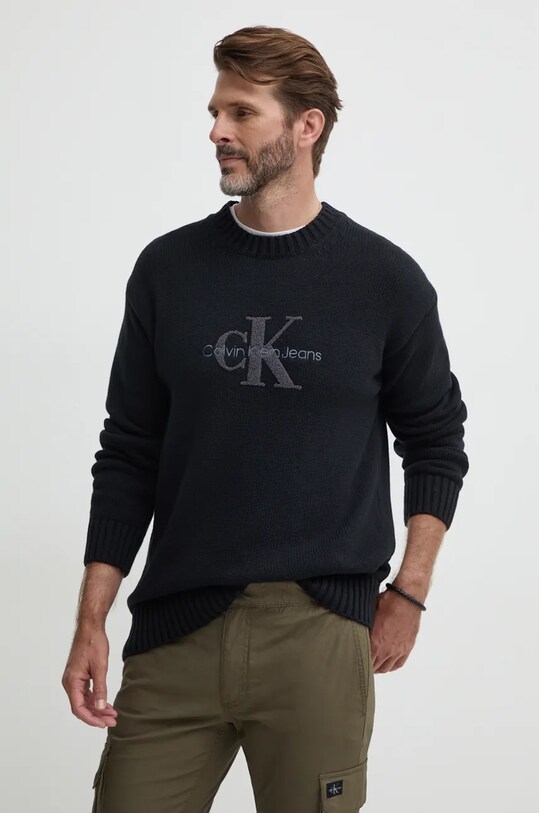 Calvin Klein Jeans sweter aplikacja czarny J30J326887