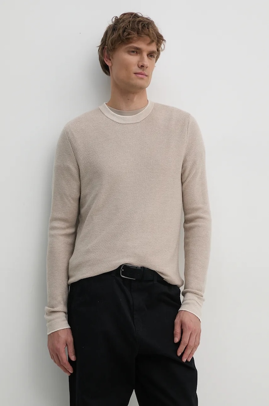 Πουλόβερ με προσθήκη μαλλιού Guess EARLE λεπτό μπεζ M4BR04.Z3H82