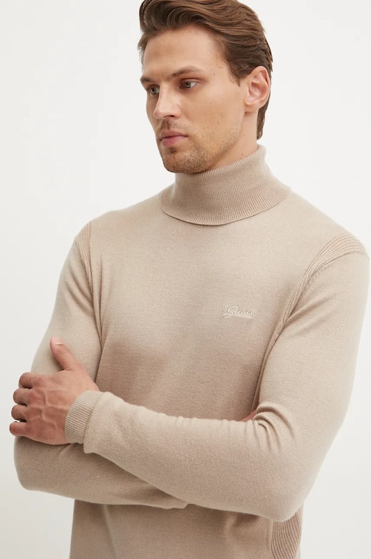 Guess pulover din amestec de lana EBENEZER subtiri bej M4BR05.Z3H82