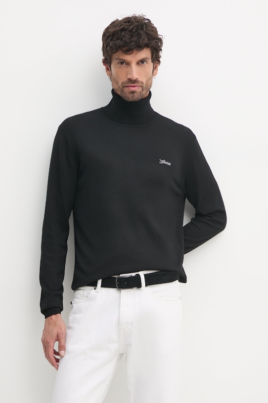 Sveter s prímesou vlny Guess EBENEZER s prímesou vlny čierna M4BR05.Z3H82