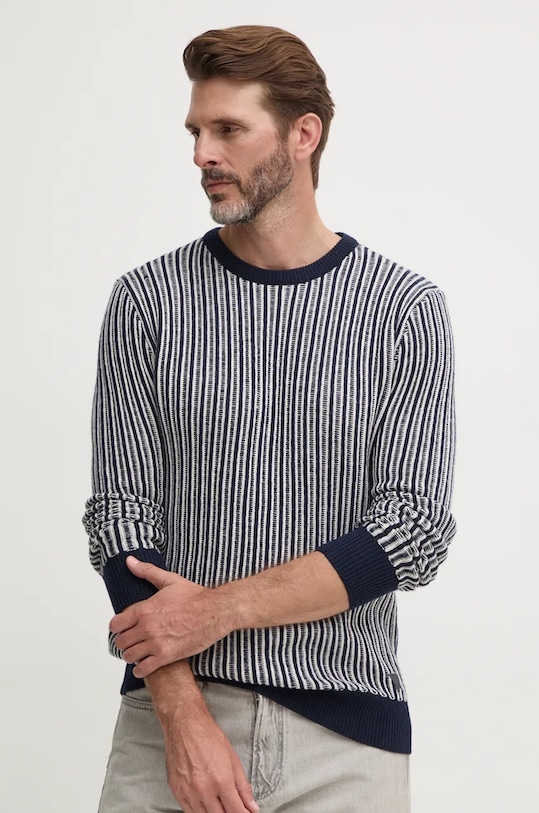 Guess sweter z domieszką wełny EMMANUEL okrągły granatowy M4BR13.Z3HB0