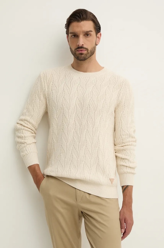 Guess sweter z domieszką wełny EVANDER beżowy M4BR19.Z3HD1