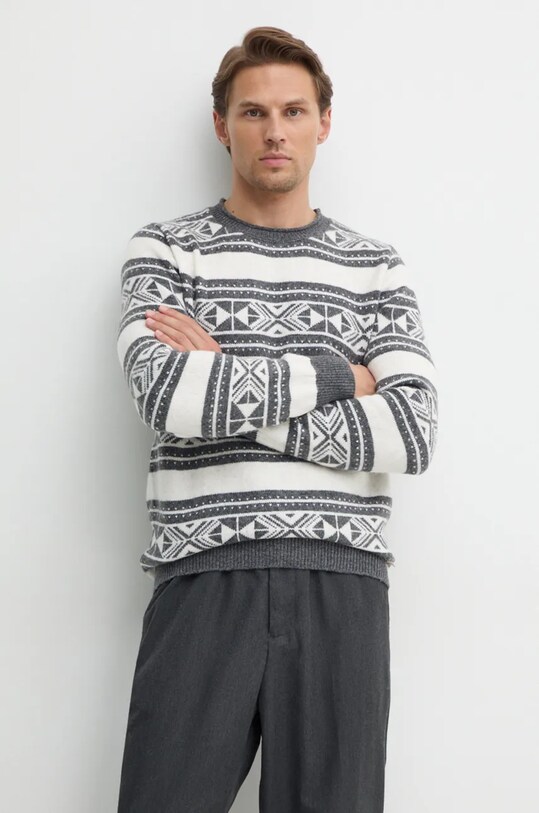Guess sweter z domieszką wełny EZEKIEL okrągły szary M4BR20.Z3HE2