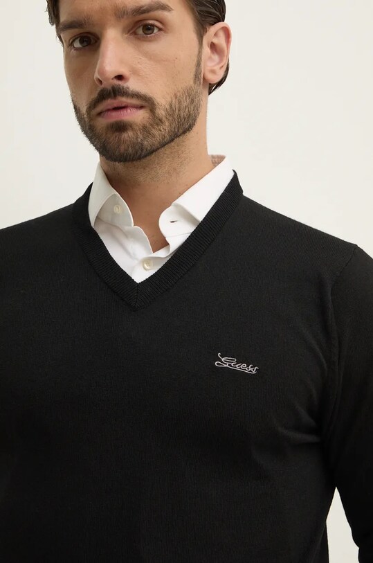 Svetr z hedvábné směsi Guess DAREN černá M4YR02.Z3052