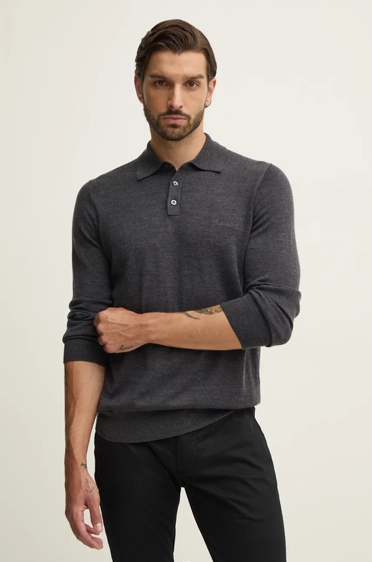 Vlněný svetr Guess propínací šedá M4BR54.Z3ID0