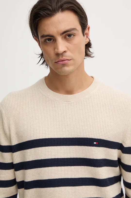 Tommy Hilfiger sweter bawełniany beżowy MW0MW36525
