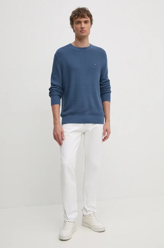 Tommy Hilfiger sweter bawełniany MW0MW36525 niebieski AW24