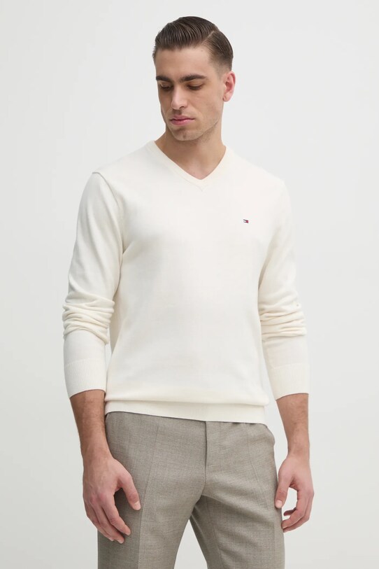 Хлопковый свитер Tommy Hilfiger хлопок бежевый MW0MW14745