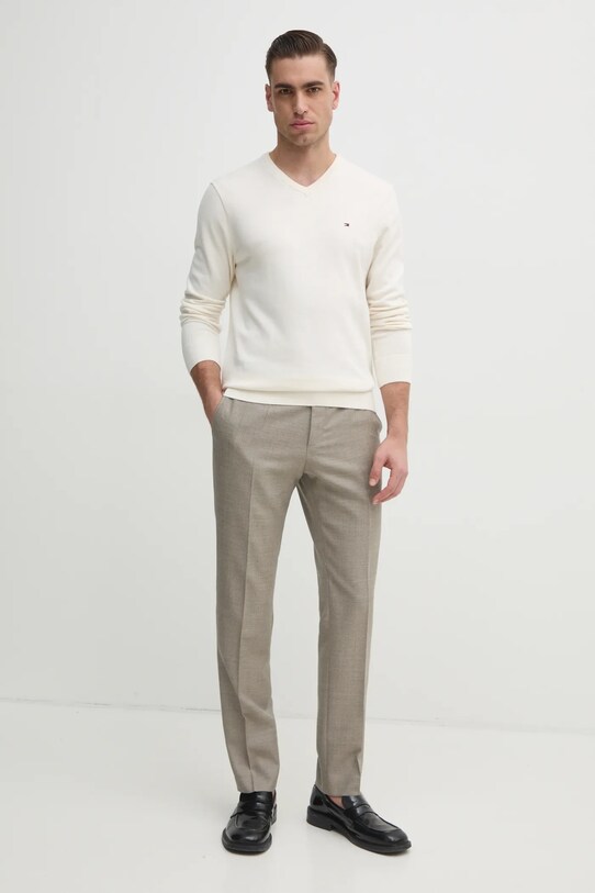 Хлопковый свитер Tommy Hilfiger MW0MW14745 бежевый AW25