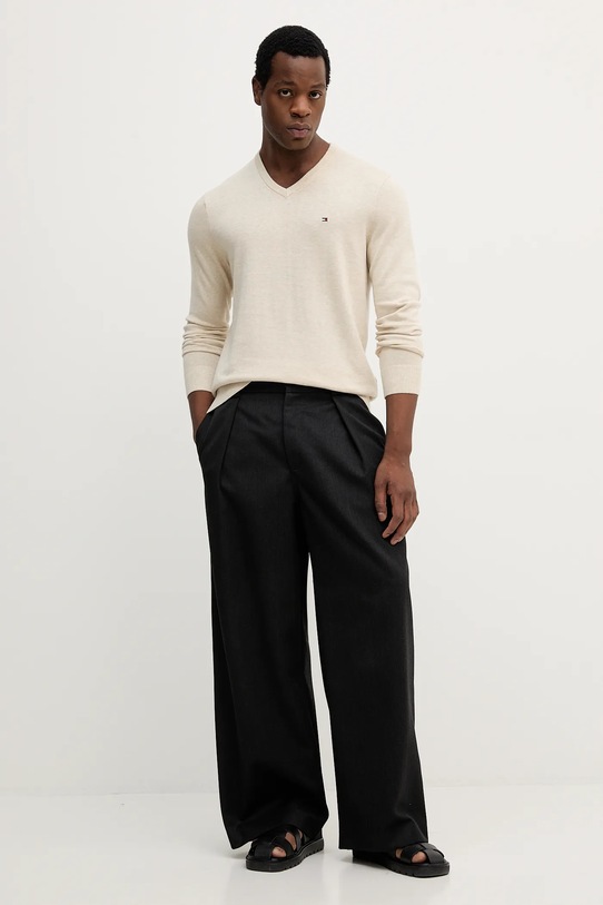 Памучен пуловер Tommy Hilfiger MW0MW14745 бежов SS25