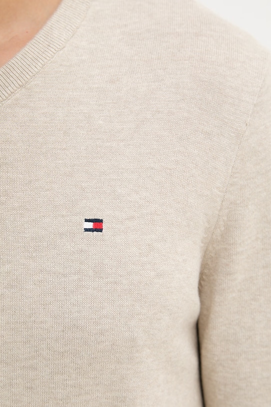Tommy Hilfiger πουλόβερ ανδρικό βαμβακερό MW0MW14745 μπεζ