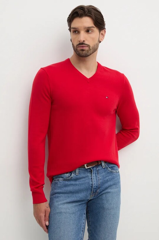 Tommy Hilfiger sweter bawełniany bawełna czerwony MW0MW14745