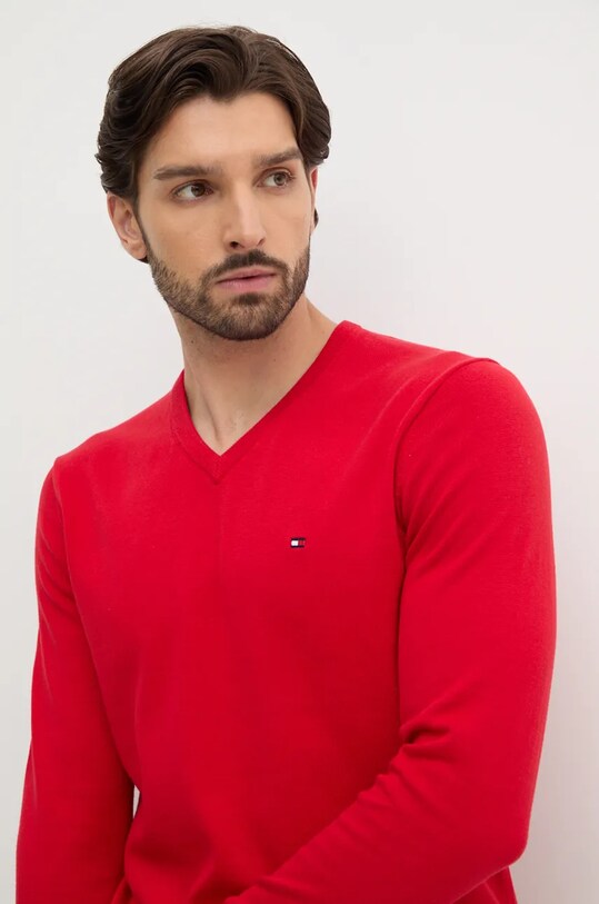 Tommy Hilfiger sweter bawełniany czerwony MW0MW14745