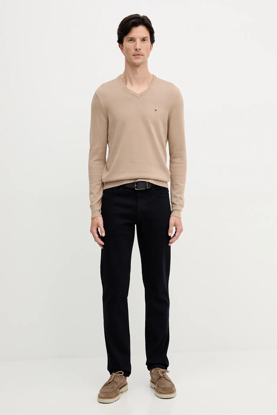 Tommy Hilfiger sweter bawełniany MW0MW14745 beżowy AW25