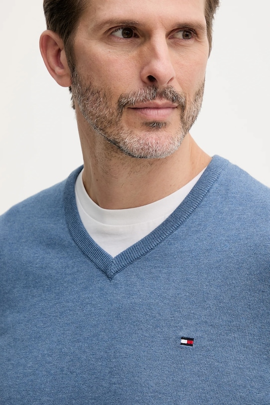 Tommy Hilfiger sweter bawełniany niebieski MW0MW14745