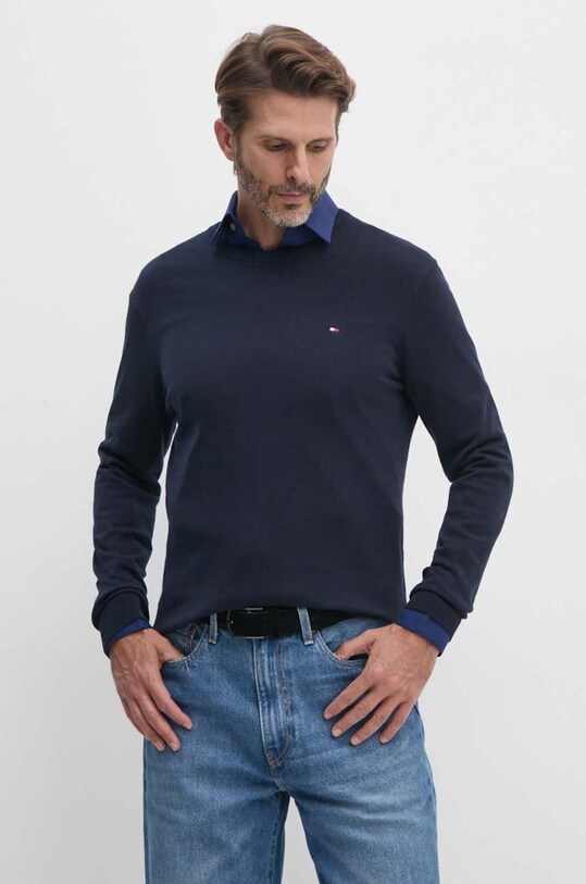 Tommy Hilfiger sweter bawełniany bawełna granatowy MW0MW14748