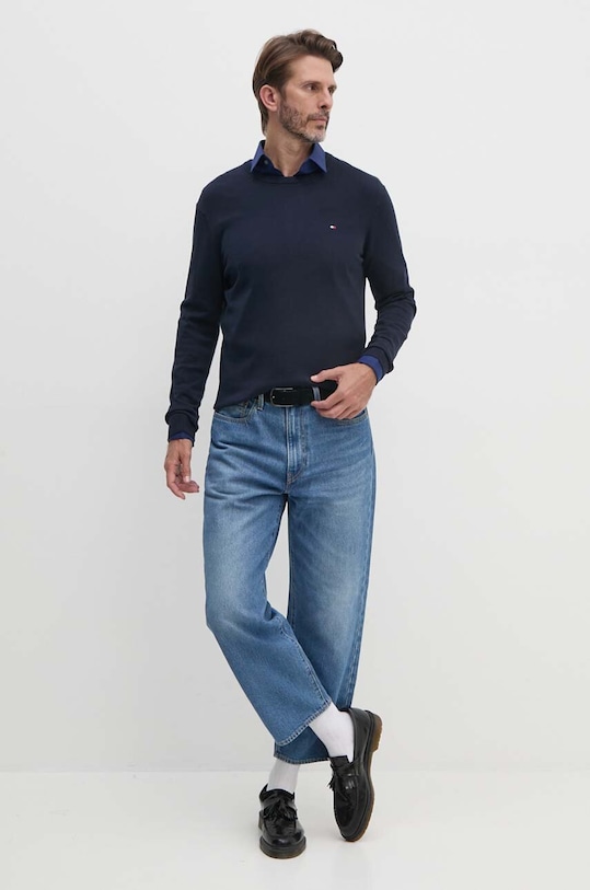 Tommy Hilfiger pulover de bumbac MW0MW14748 bleumarin AA00