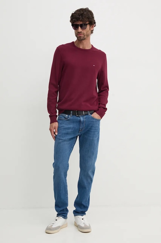 Βαμβακερό πουλόβερ Tommy Hilfiger MW0MW14748 μπορντό AA00