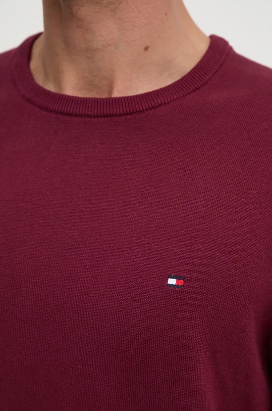 Βαμβακερό πουλόβερ Tommy Hilfiger MW0MW14748 μπορντό