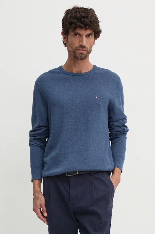 Tommy Hilfiger pulover de bumbac subtiri albastru MW0MW14748