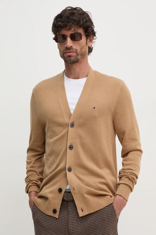 Tommy Hilfiger kardigan bawełniany bawełna beżowy MW0MW33111