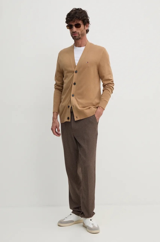 Tommy Hilfiger kardigan bawełniany MW0MW33111 beżowy AW25
