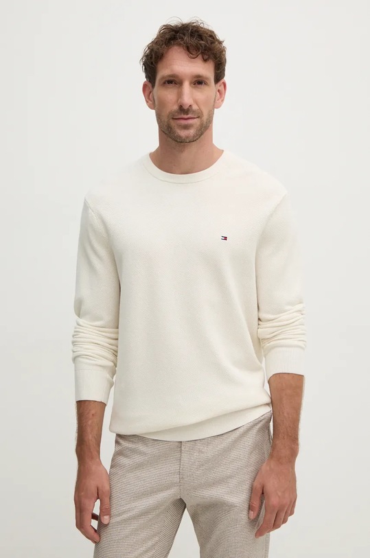 Хлопковый свитер Tommy Hilfiger хлопок бежевый MW0MW36347