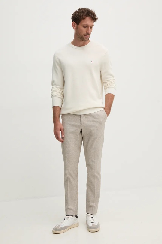 Хлопковый свитер Tommy Hilfiger MW0MW36347 бежевый SS25