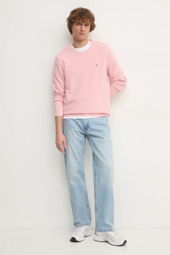 Tommy Hilfiger sweter bawełniany MW0MW36347 różowy SS25