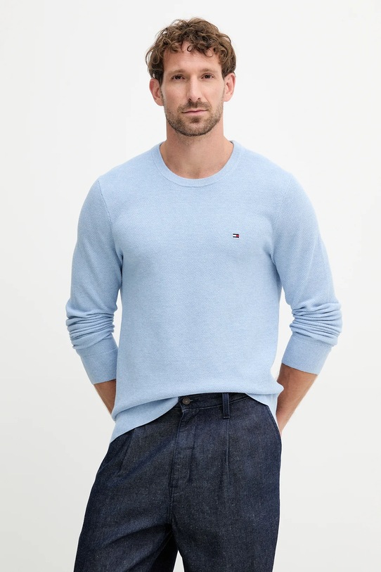 Βαμβακερό πουλόβερ Tommy Hilfiger μπλε MW0MW36347