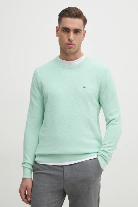 Хлопковый свитер Tommy Hilfiger хлопок зелёный MW0MW36347
