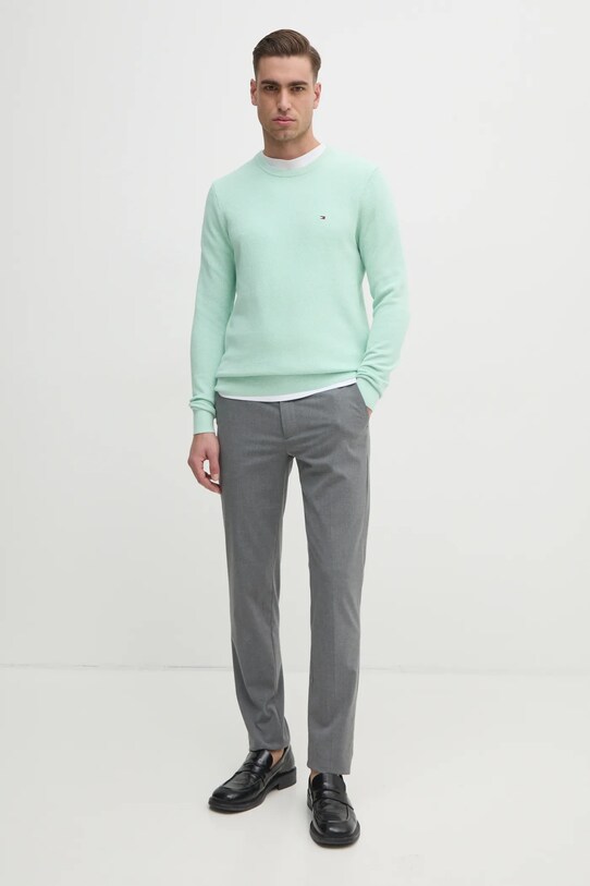 Хлопковый свитер Tommy Hilfiger MW0MW36347 зелёный SS25