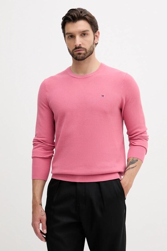 Tommy Hilfiger pulover de bumbac subtiri roz MW0MW36347
