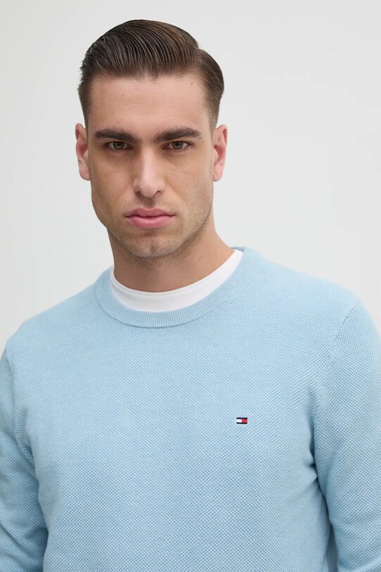 Tommy Hilfiger pulover de bumbac albastru MW0MW36347