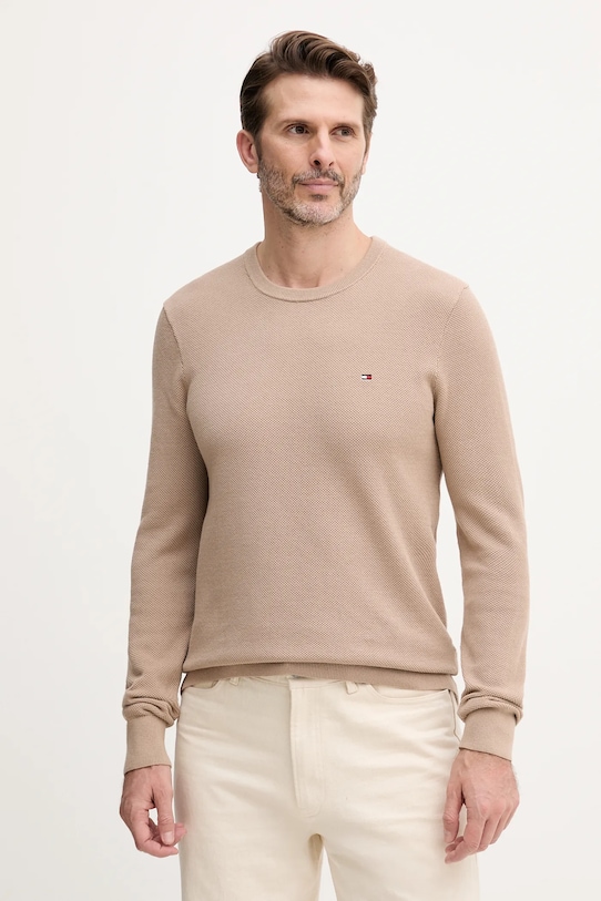 Хлопковый свитер Tommy Hilfiger бежевый MW0MW36347